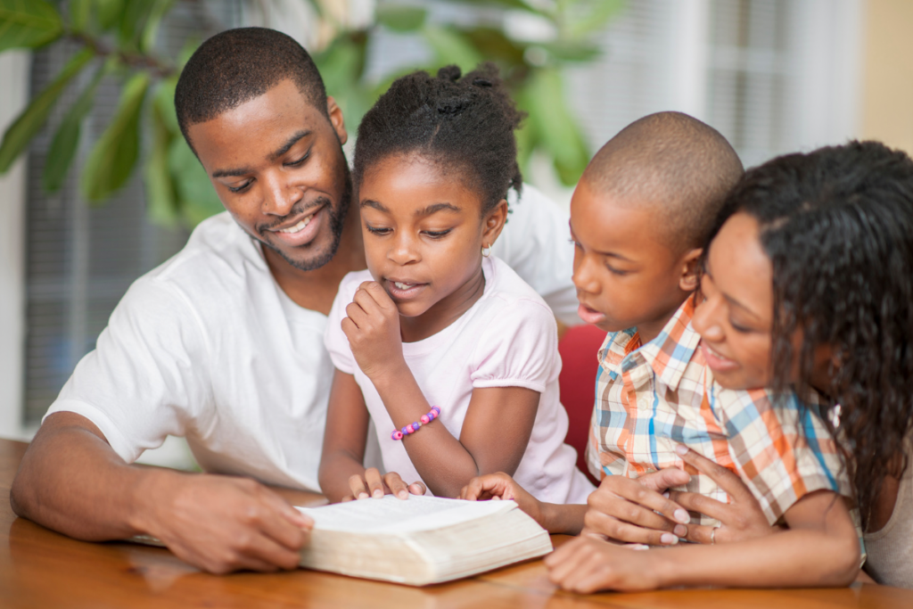 Family reading the bible